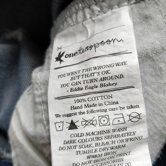 ONE TEASPOON Awesome Baggies Straight Boyfriend Jeans 26 Light Blue Distressed - Picture 5 of 8